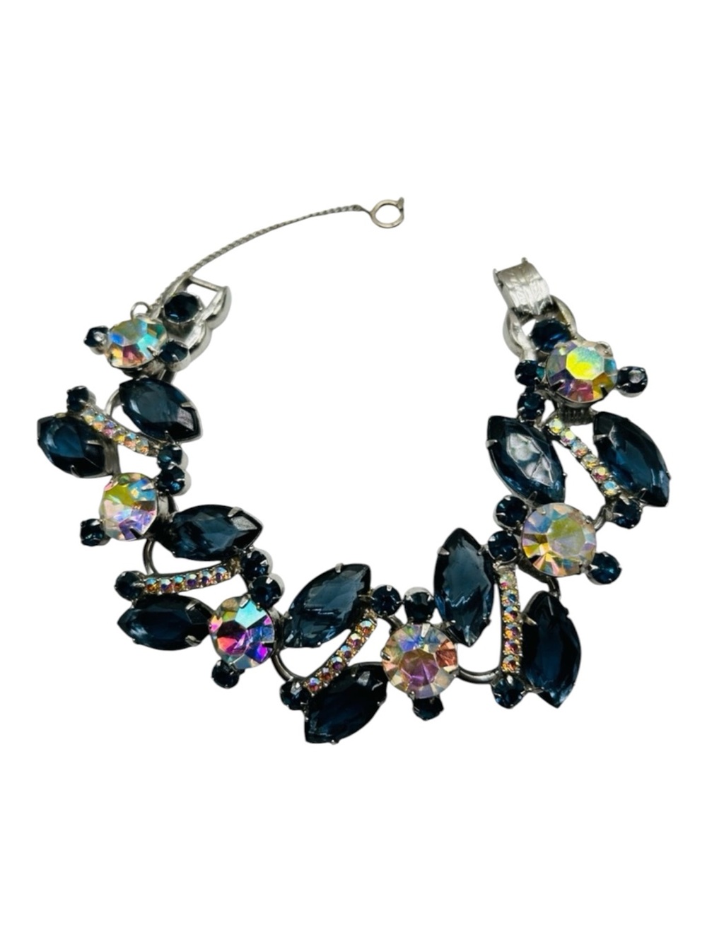 Exquisite Verified Juliana D&E Montana Blue AB Rhinestone Link Bracelet